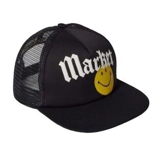 Market X Smiley Trucker Hat NWT Black Gothic